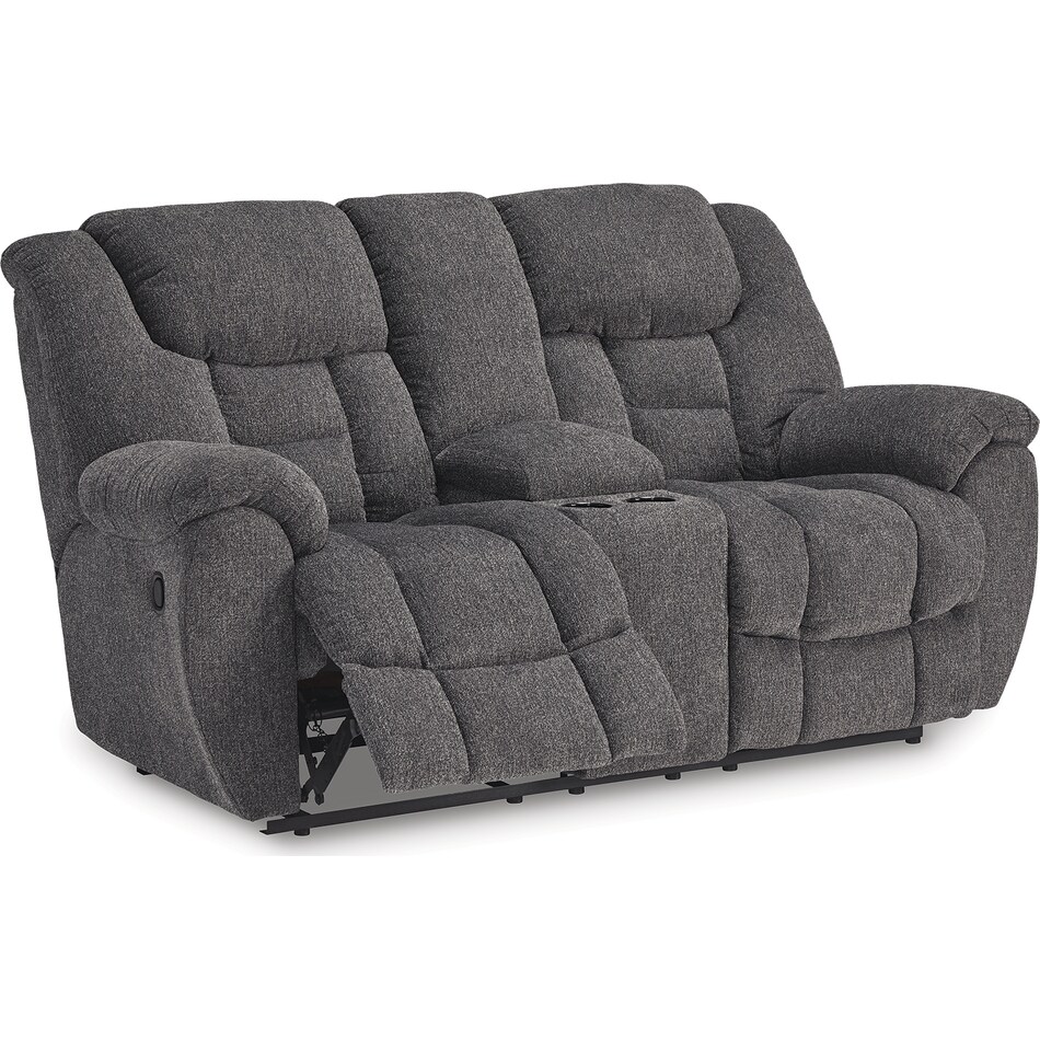 foreside charcoal reclining console loveseat   