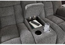 foreside charcoal reclining console loveseat   