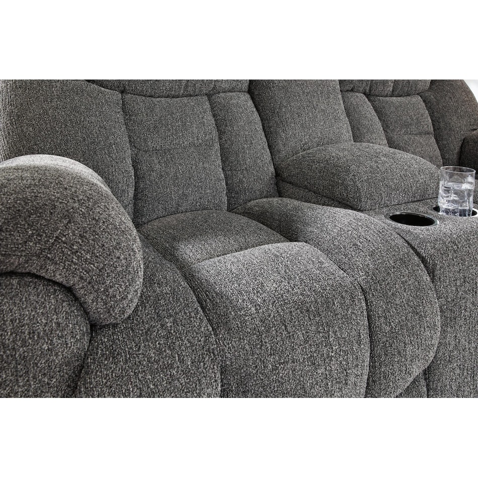 foreside charcoal reclining console loveseat   