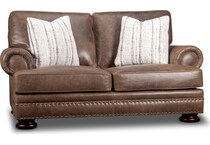 foster brown leather loveseat   