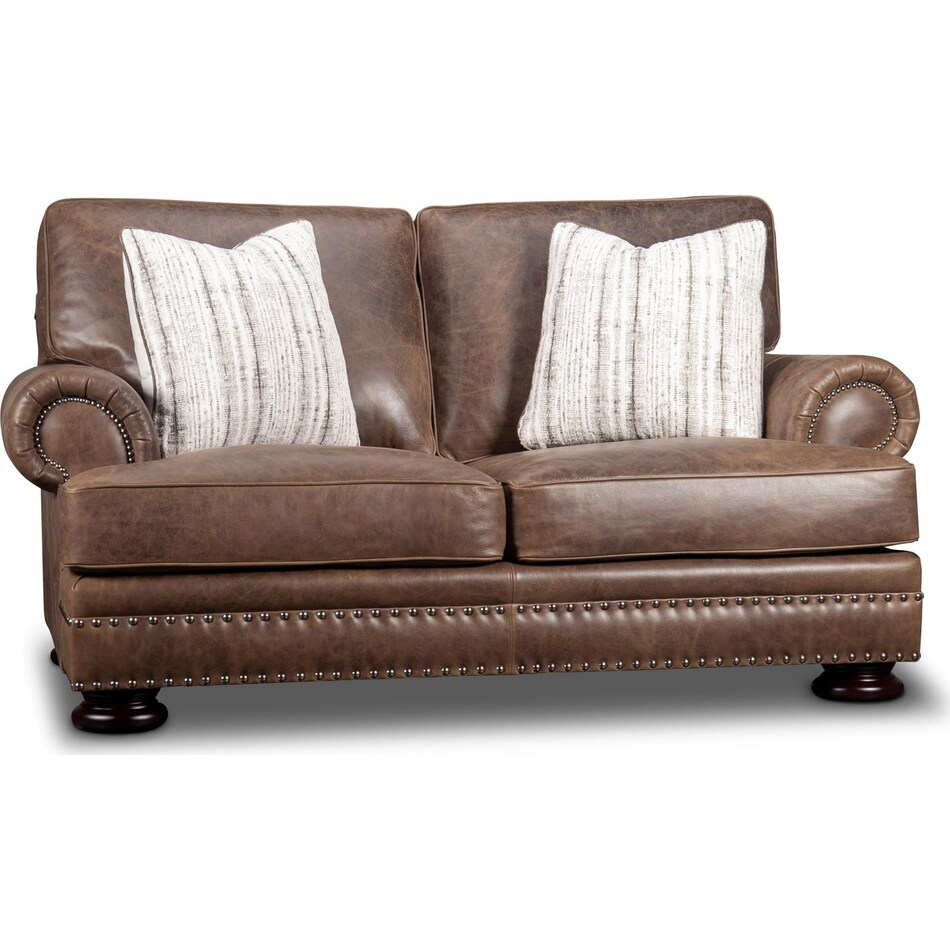 foster brown leather loveseat   