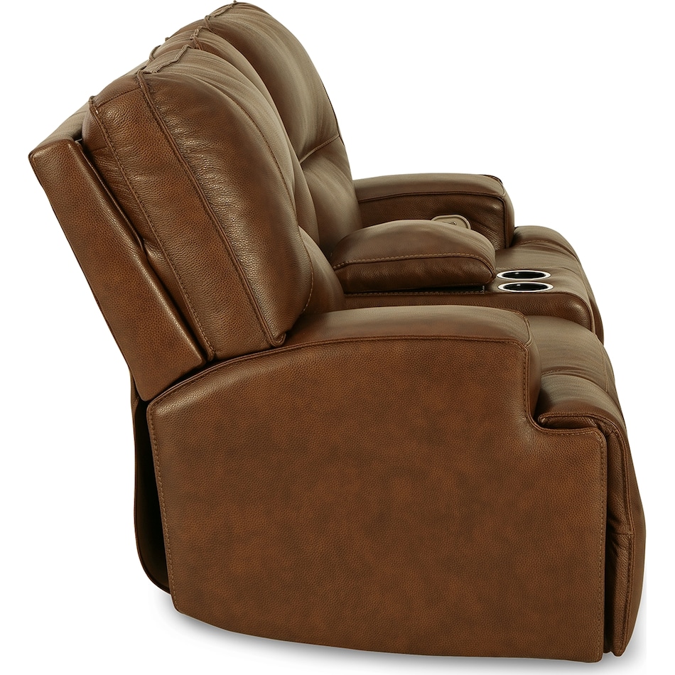 francesca auburn power leather reclining console loveseat   