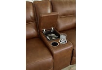 francesca auburn power leather reclining console loveseat   