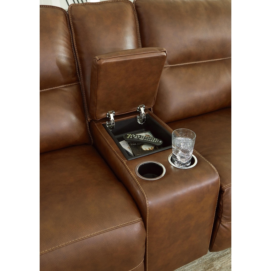 francesca auburn power leather reclining console loveseat   