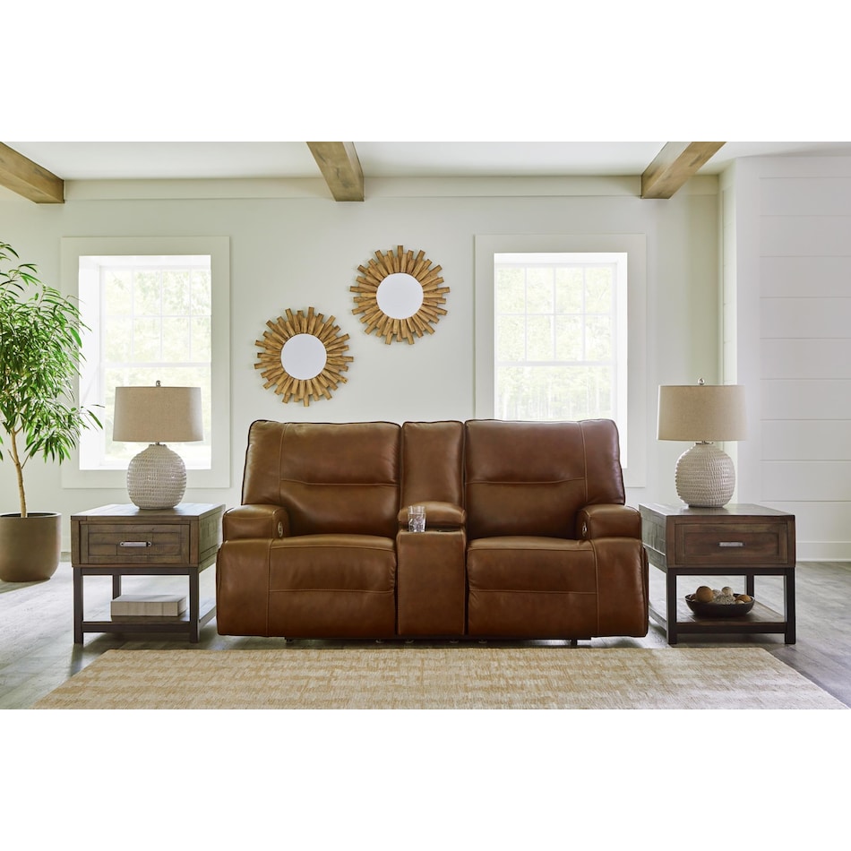 francesca power leather reclining console loveseat   