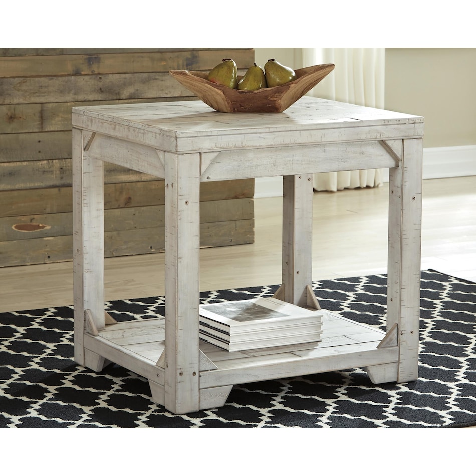 fregine whitewash end table   
