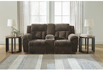 frohn brown reclining console loveseat   