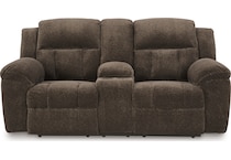 frohn chocolate reclining console loveseat   