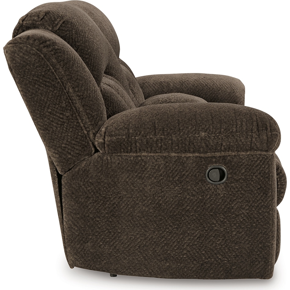 frohn chocolate reclining console loveseat   