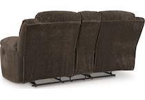 frohn chocolate reclining console loveseat   