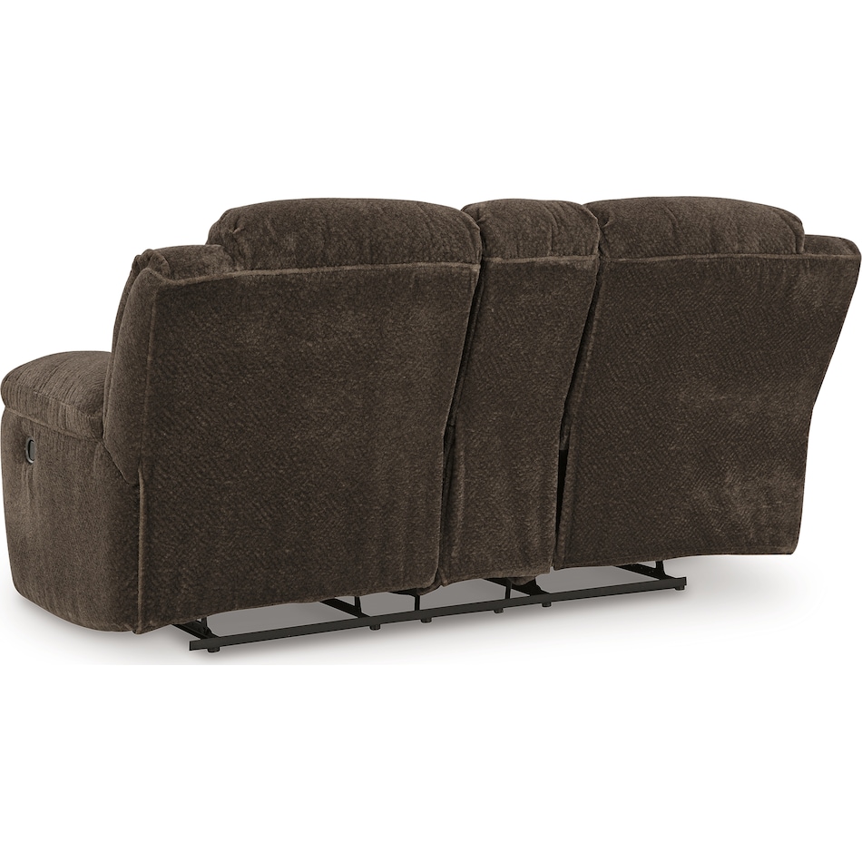 frohn chocolate reclining console loveseat   