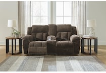 frohn chocolate reclining console loveseat   