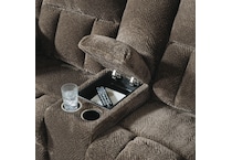 frohn chocolate reclining console loveseat   