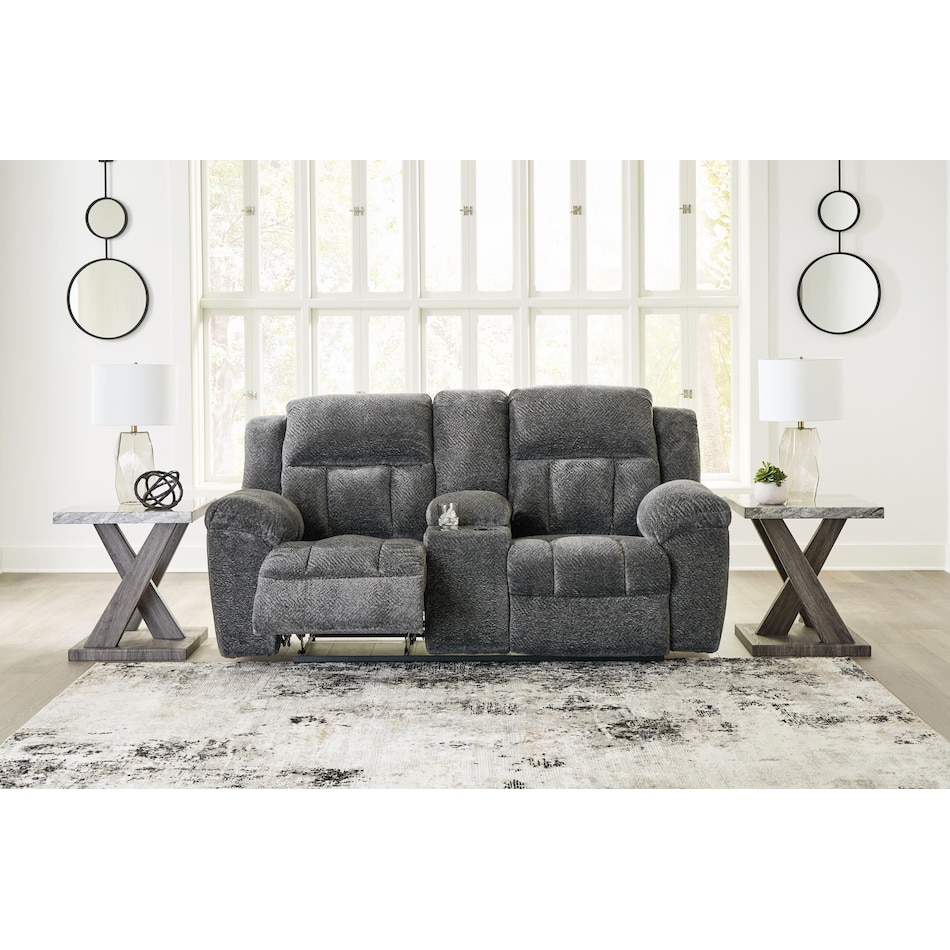 frohn graphite reclining console loveseat   