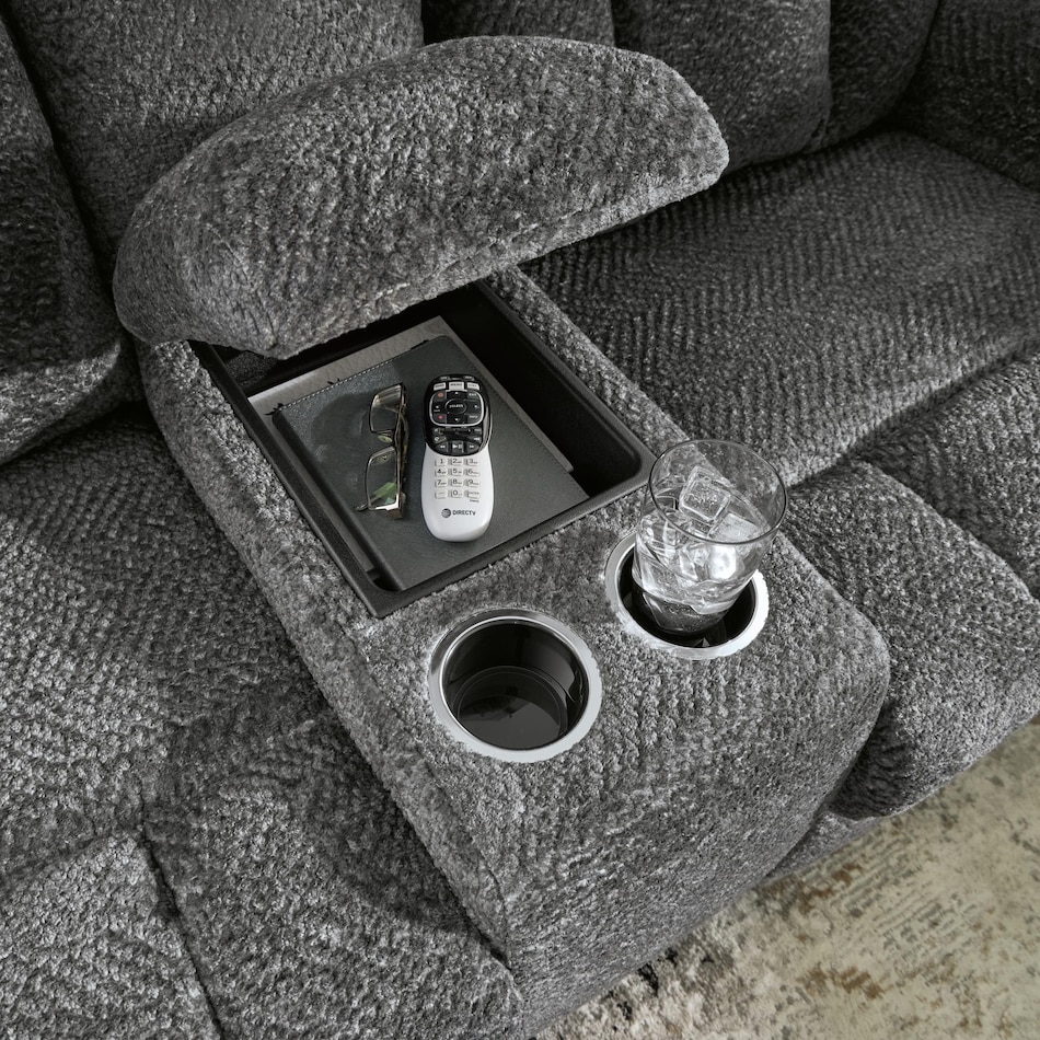 frohn graphite reclining console loveseat   