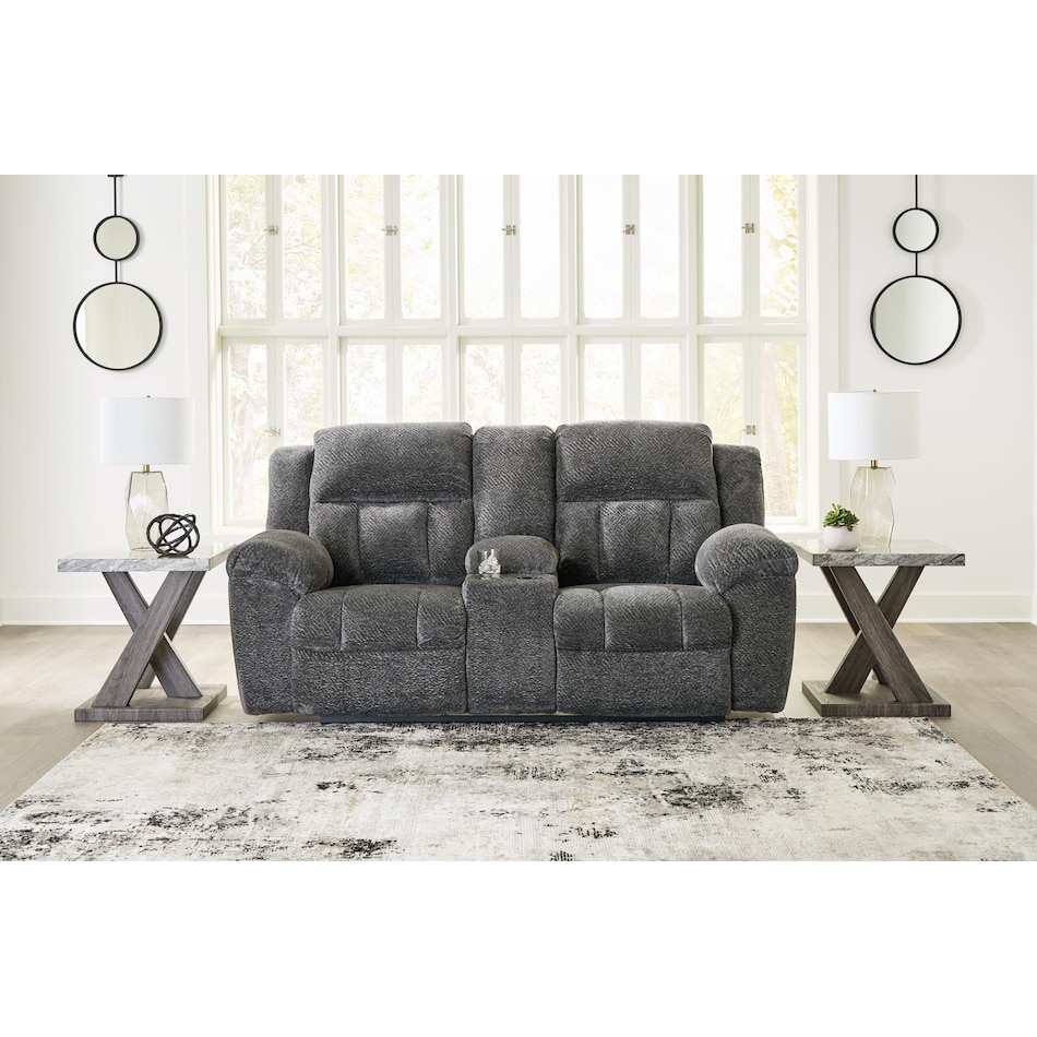 frohn grey reclining console loveseat   