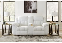 frohn white reclining console loveseat   