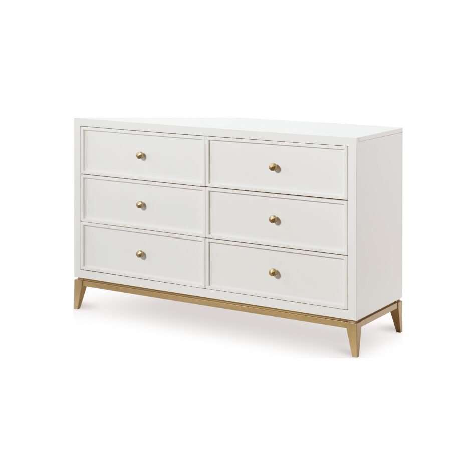 fulham white with gold accents dresser   