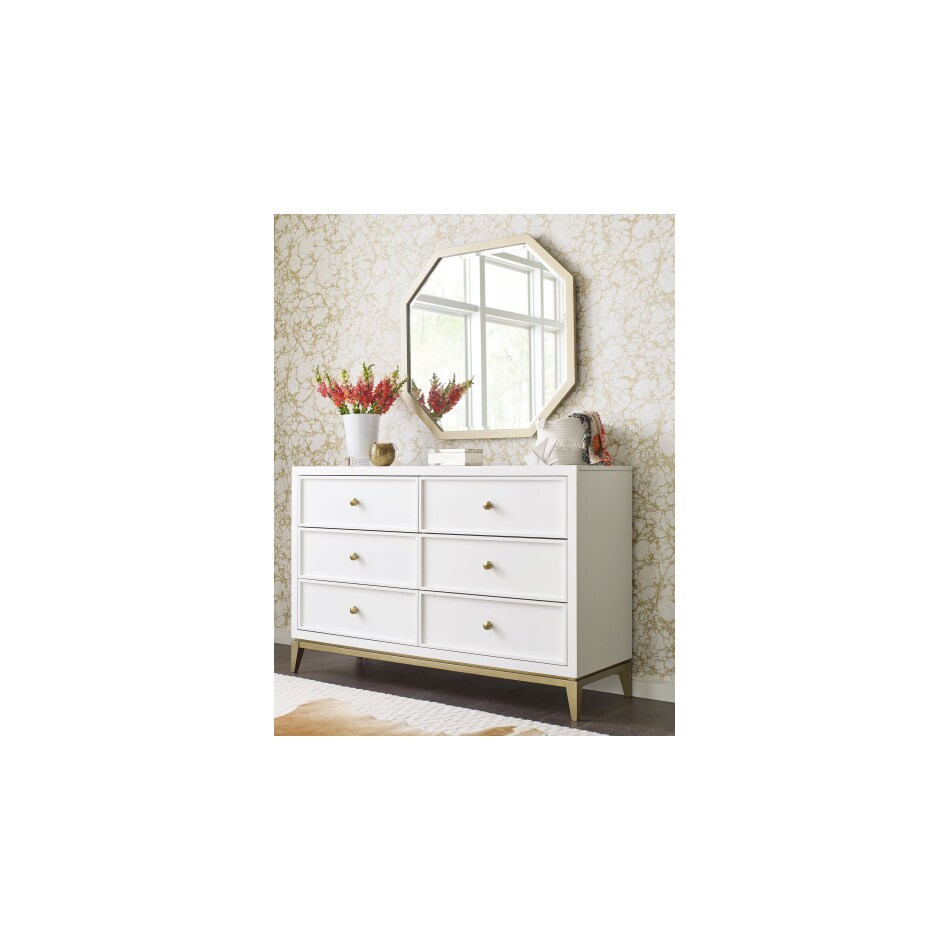 fulham white with gold accents dresser   