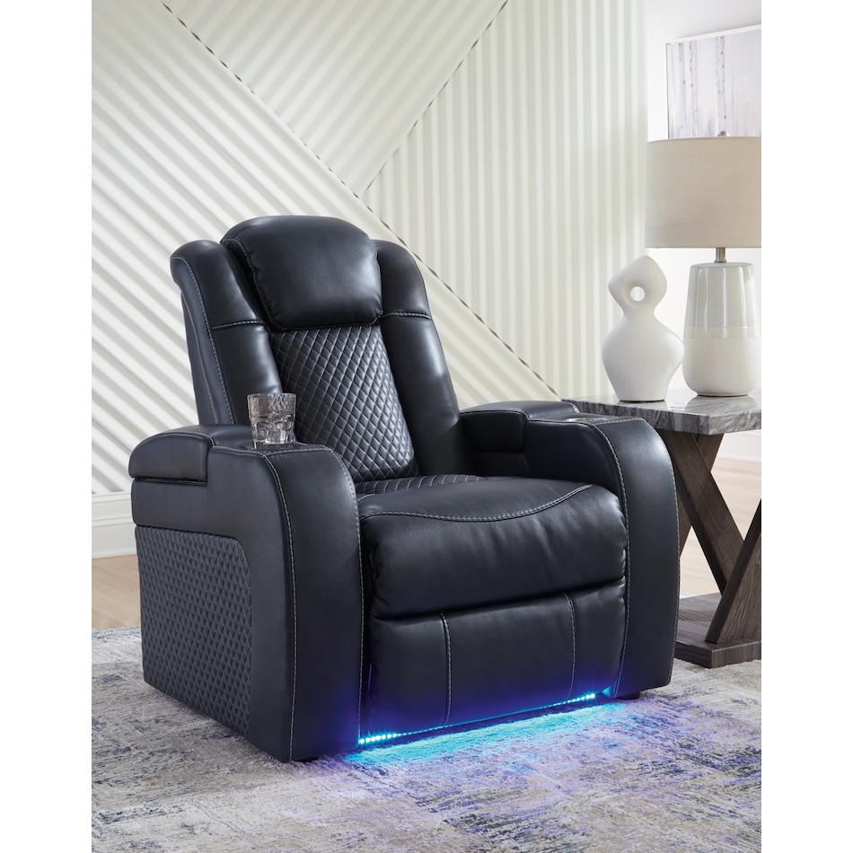 fyne dyme blue power recliner   
