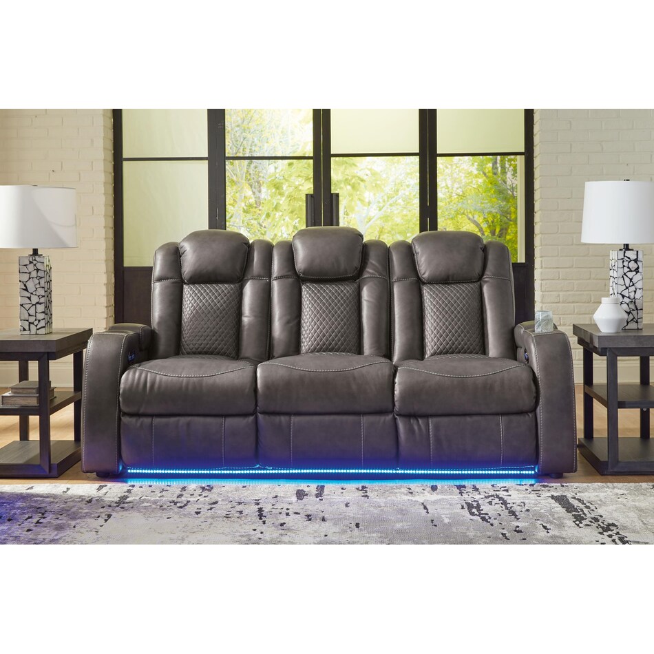 fyne dyme grey power reclining sofa   