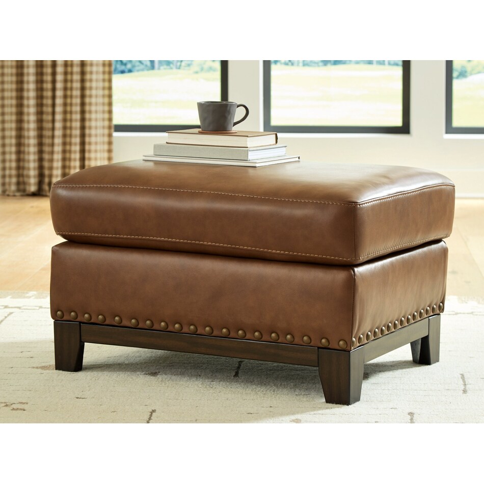 gambellara amber leather ottoman   