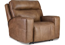 game plan  caramel power leather recliner   