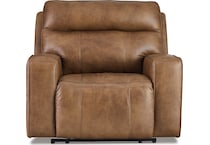 game plan  caramel power leather recliner   