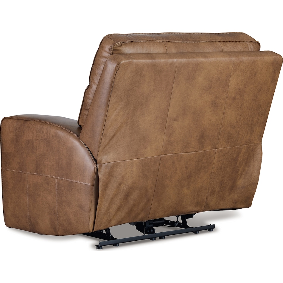 game plan  caramel power leather recliner   