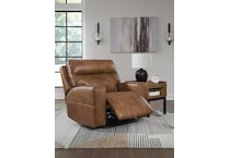 game plan  caramel power leather recliner   