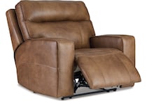 game plan  caramel power leather recliner   