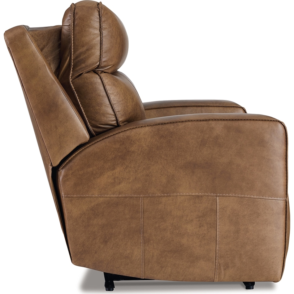 game plan  caramel power leather recliner   