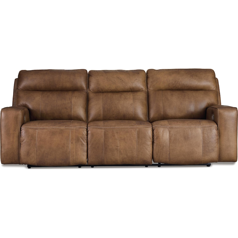 game plan  caramel power leather reclining loveseat   