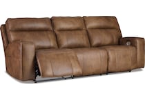 game plan  caramel power leather reclining loveseat   