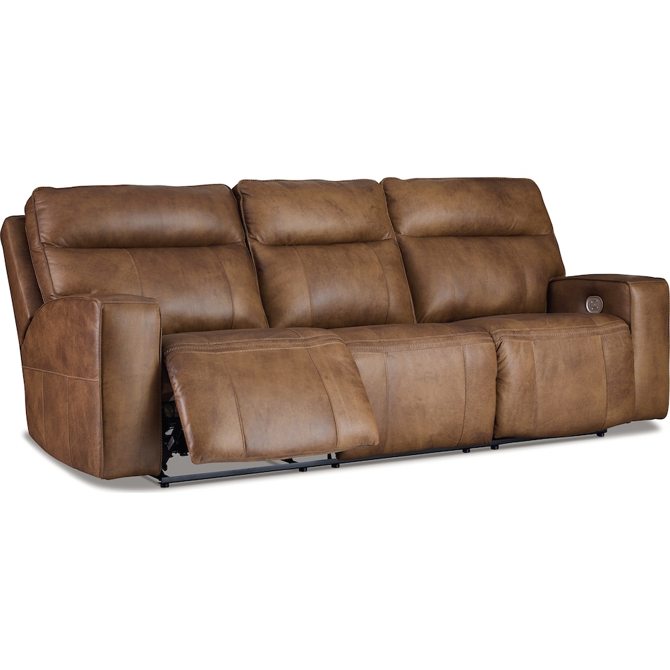 game plan  caramel power leather reclining loveseat   