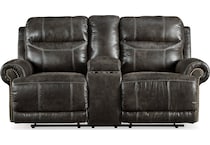 gearview charcoal power reclining console loveseat   