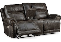 gearview charcoal power reclining console loveseat   