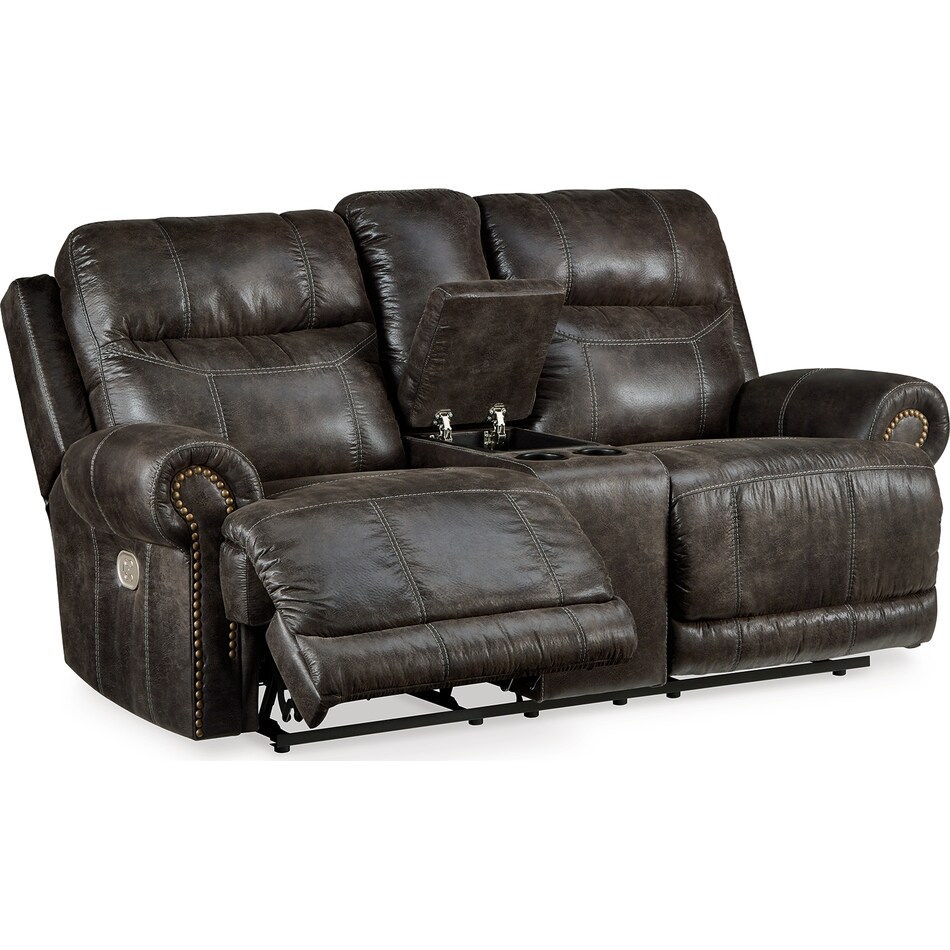 gearview charcoal power reclining console loveseat   