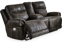 gearview charcoal power reclining console loveseat   