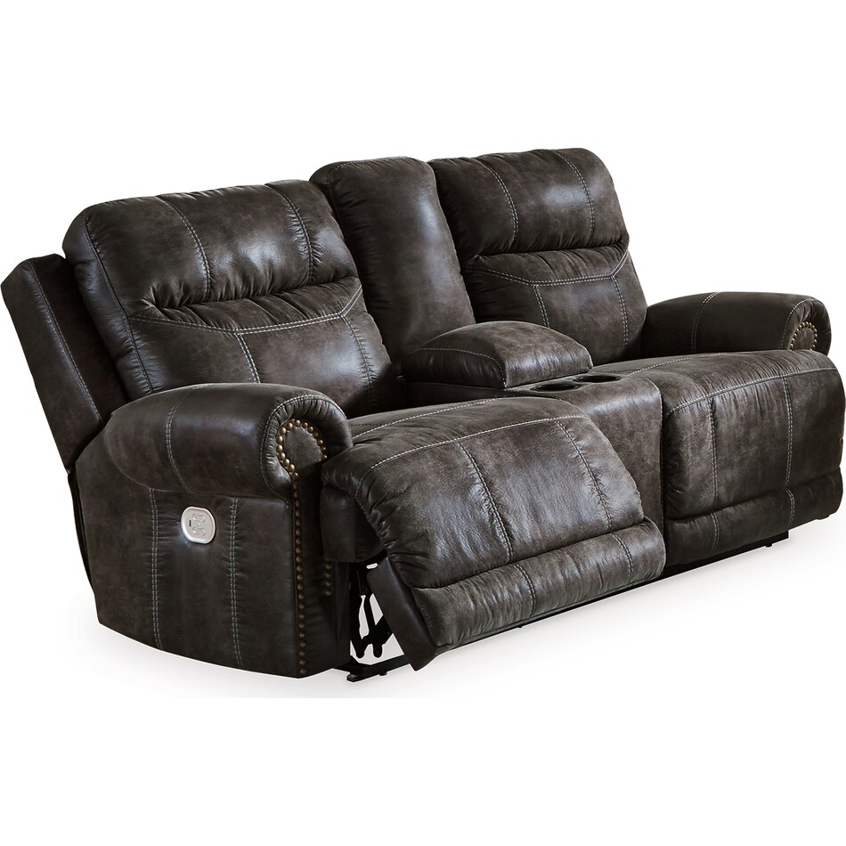 gearview charcoal power reclining console loveseat   