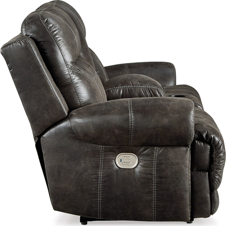 gearview charcoal power reclining console loveseat   