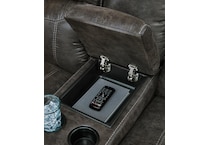 gearview charcoal power reclining console loveseat   