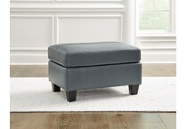 genoa blue leather ottoman   