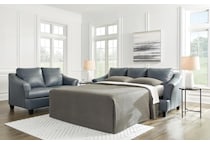 genoa blue leather sofa   