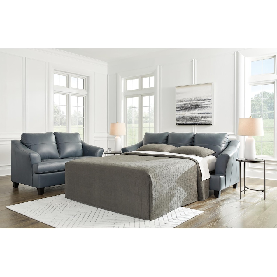 genoa blue leather sofa   