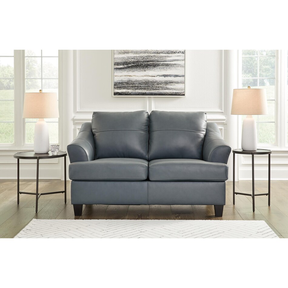 genoa steel leather loveseat   
