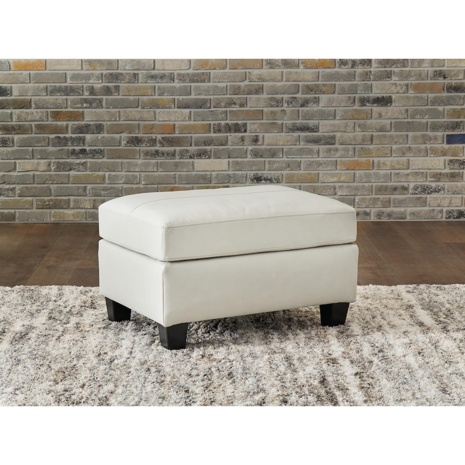 genoa white leather ottoman   