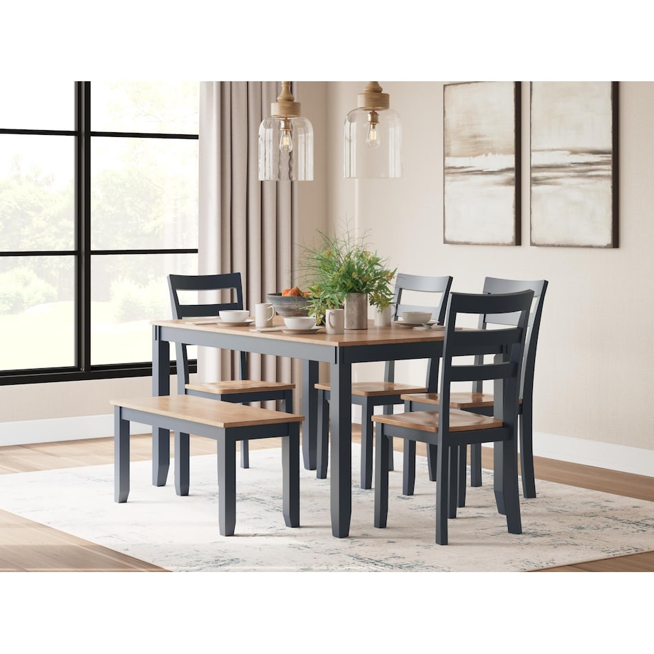 gesthaven natural blue dining set   
