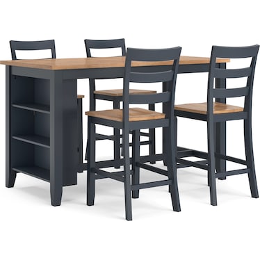 GESTHAVEN COUNTER HEIGHT DINING TABLE AND 4 BARSTOOLS