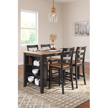 GESTHAVEN 5-PC COUNTER HEIGHT DINING SET WITH BOOKCASE TABLE